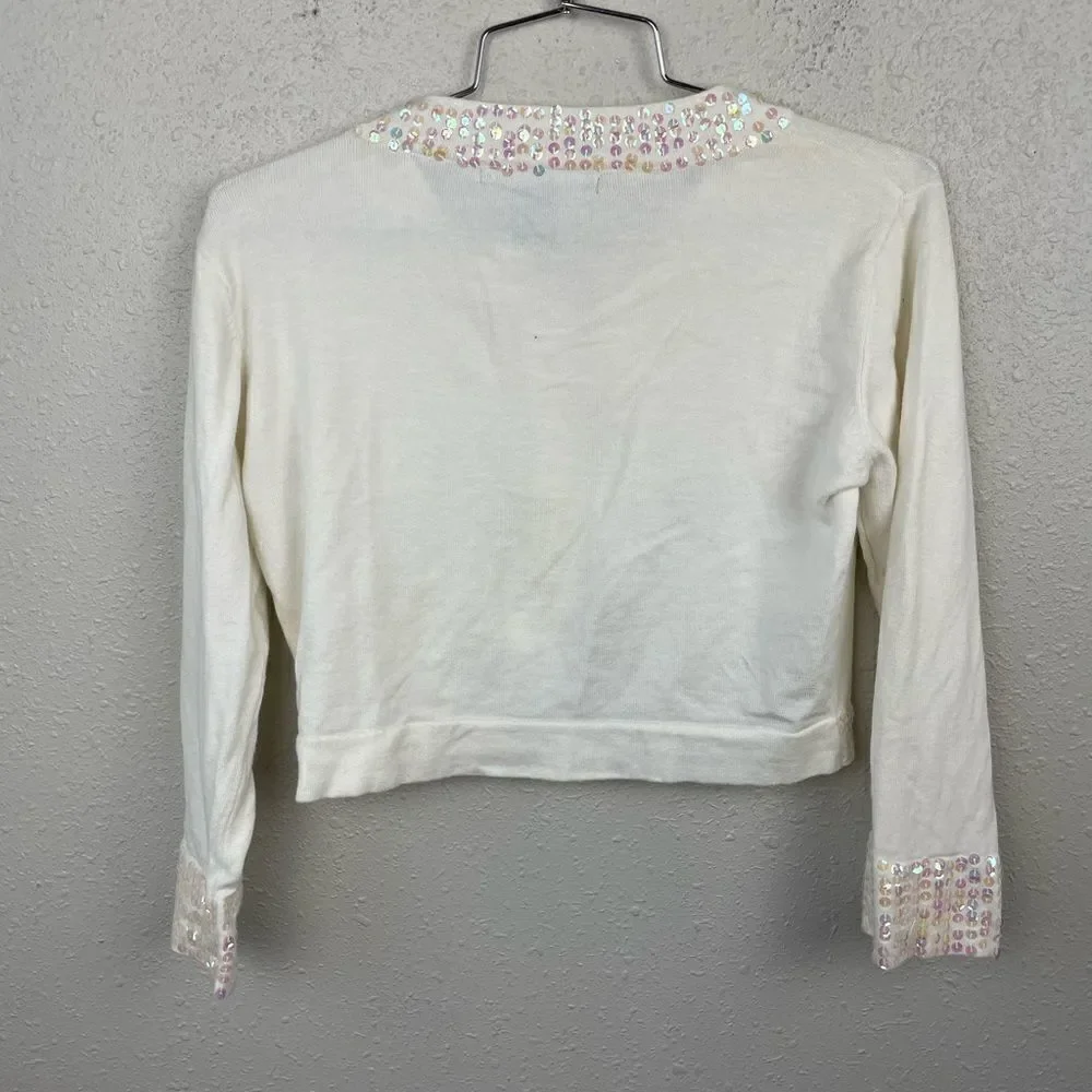 52 Weekends Sequined Cardigan Sweater Top Size L EUC - Picture 4 of 4